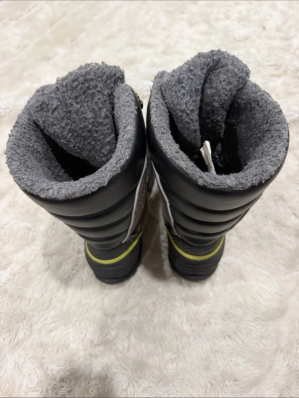 Kamik Kids Boys Black, Gray & Lime Winter Snow Boots Size 6